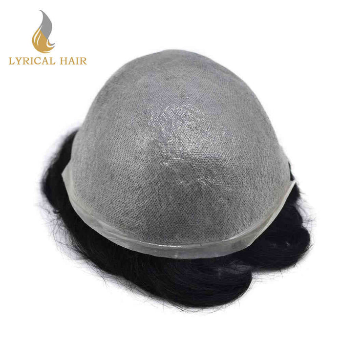Lyrical Hair Toupee Uomo 0,06 mm Sistema di Sostituzione Capelli con Pelle Ultra Sottile per Uomini Nodini a V Capelli Finti per Uomo Linea Naturale dei Capelli
